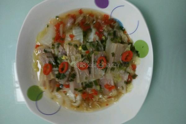 五花咸肉蒸白菜的做法图解6