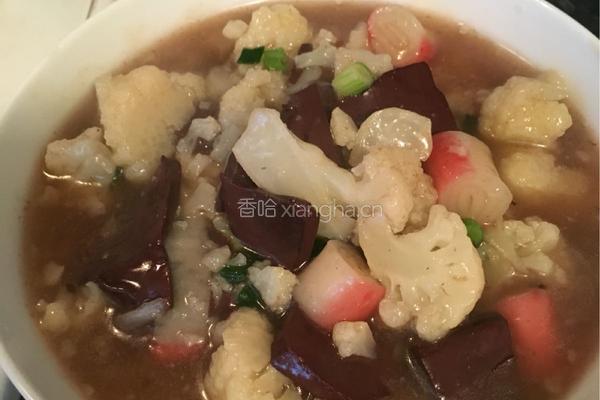 虾条猪血菜花羮的做法图解6