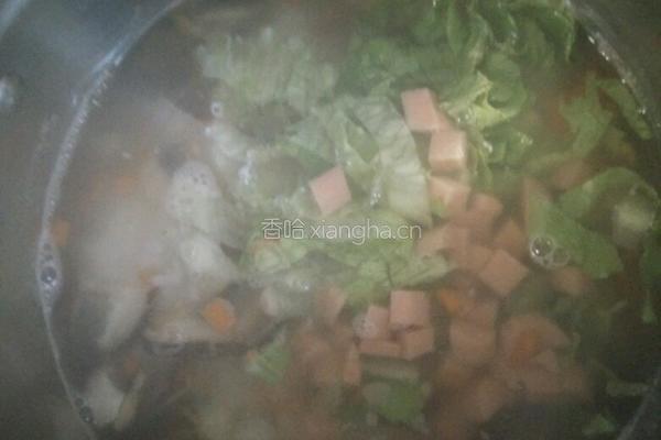 火腿肠菜粥的做法图解3