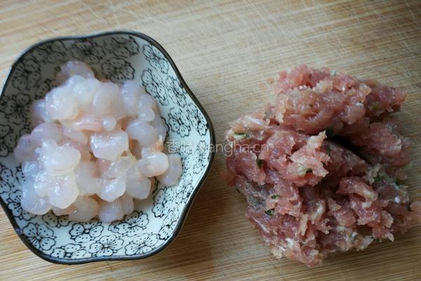 生煎虾仁肉末小馄饨的做法图解1