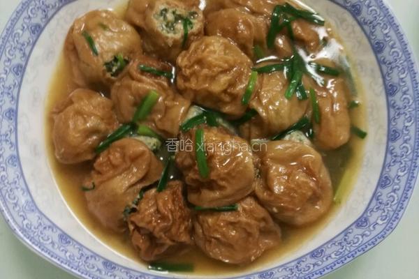 荠菜肉末塞油面筋的做法图解8