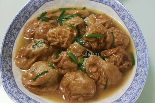 荠菜肉末塞油面筋的做法图解9
