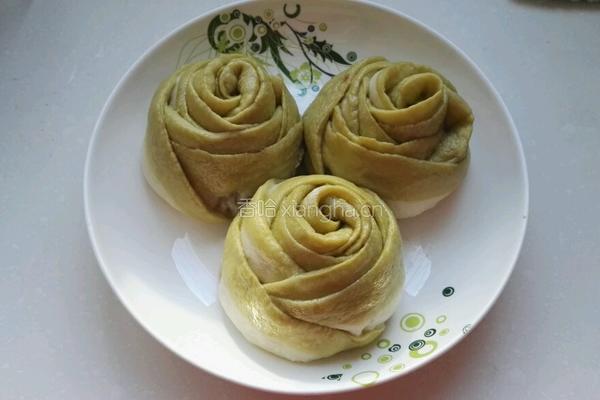 玫瑰花肉馒头(抹茶)的做法图解15