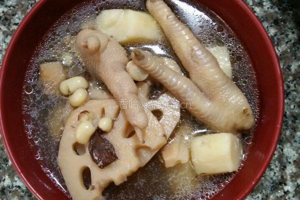 淮山莲藕鸡脚汤的做法图解7