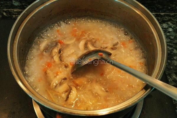 鲜虾鸡肉蘑菇粥的做法图解4