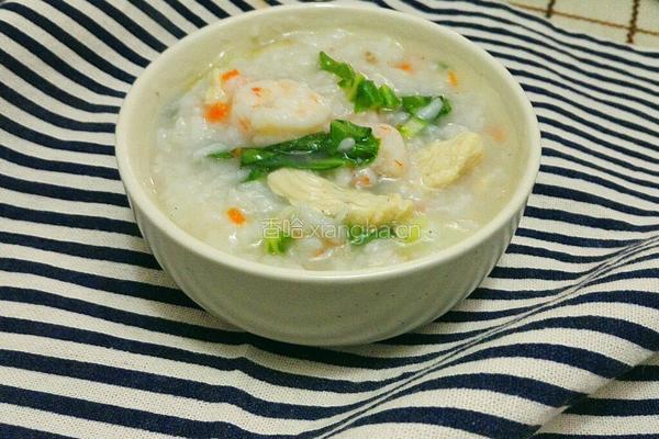 鲜虾鸡肉蘑菇粥的做法图解8