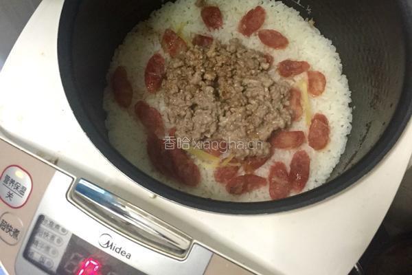 腊肠肉末焗饭的做法图解4
