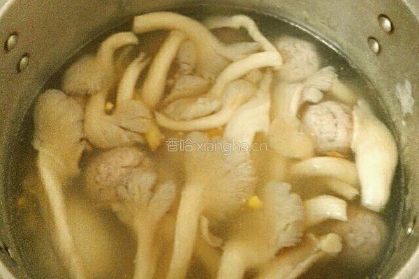 袖珍菇豆腐肉丸汤的做法图解4