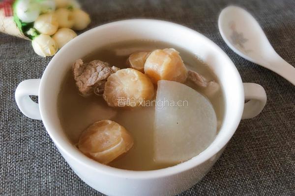 干贝萝卜肉片汤