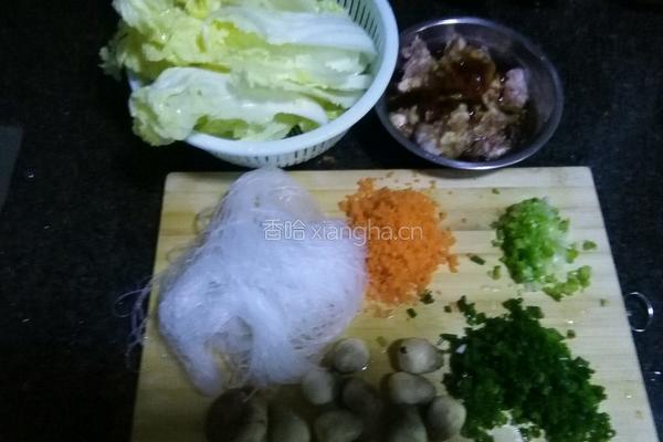肉末粉丝娃娃菜的做法图解1