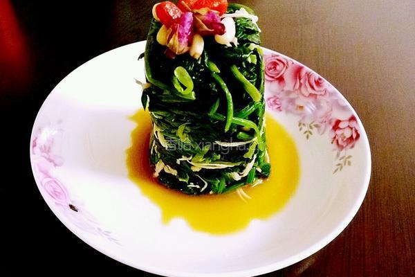 松仁鸡丝菠菜塔的做法图解10