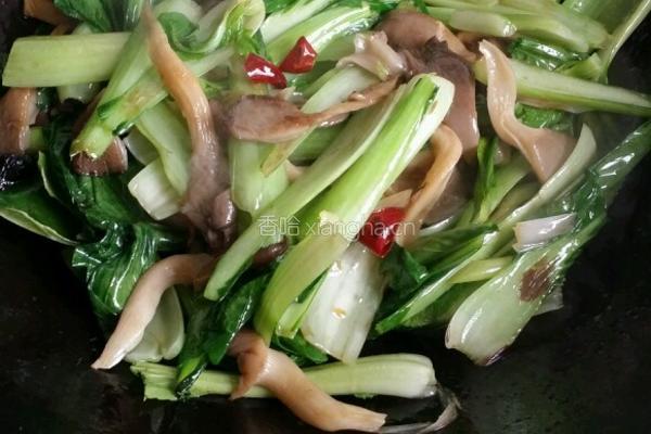 蘑菇炒青菜的做法图解5