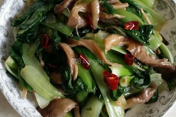 蘑菇炒青菜的做法图解7