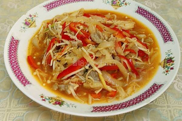 沙爹金菇豚肉片的做法图解9