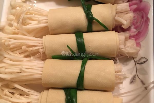 豆皮卷金针菇的做法图解9