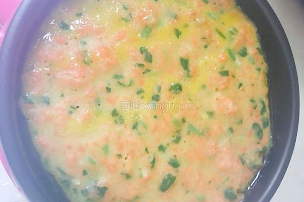 胡萝卜渣，菠菜鸡蛋饼的做法图解3