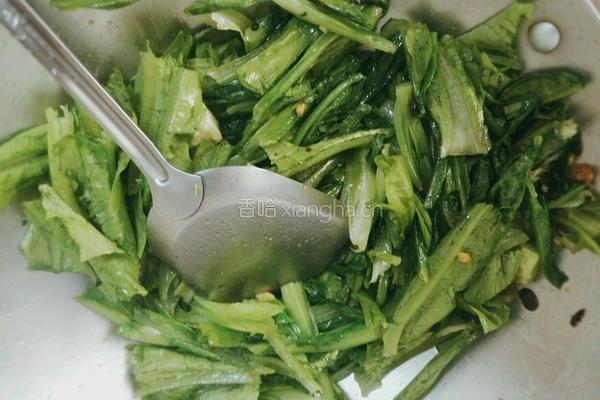 蒜味豆豉炒油麦菜的做法图解4