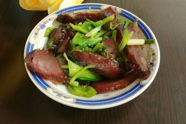 青蒜炒（瘦）腊肉的做法图解7