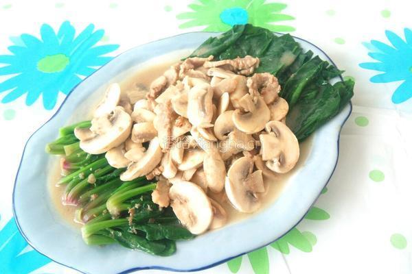 口蘑扒菠菜的做法图解12