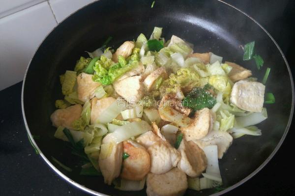 豆腐炒白菜的做法图解7