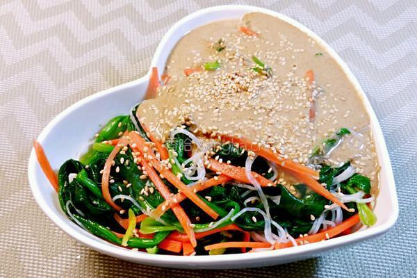 芝麻酱拌菠菜粉丝的做法图解4