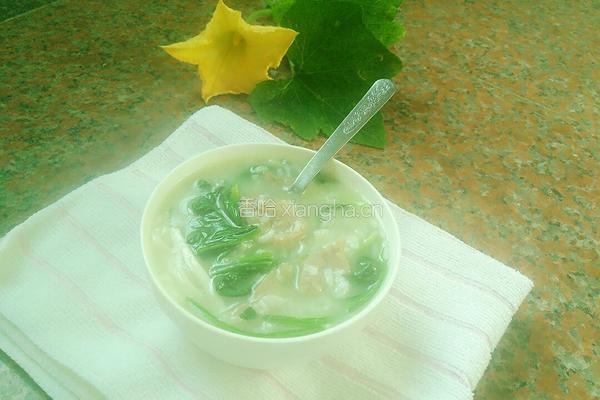 菠菜海鲜菇瘦肉粥