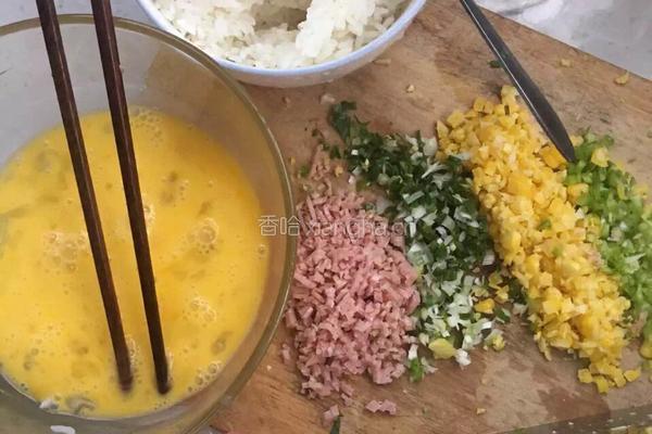 米饭鸡蛋饼的做法图解1
