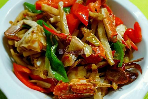 香辣梭子蟹炒藕条的做法图解5