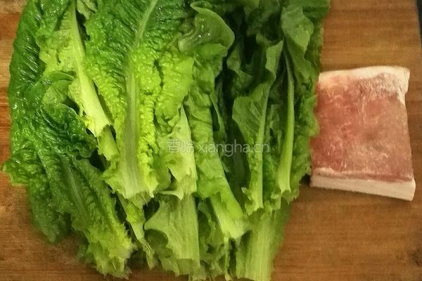 莴苣叶炒肉片的做法图解1