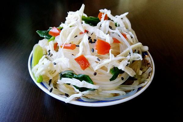 炫彩鸡丝菠菜粉儿的做法图解12