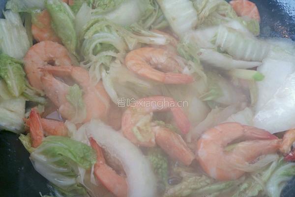 白菜炒虾的做法图解9