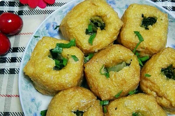 清蒸青咸菜塞油豆腐
