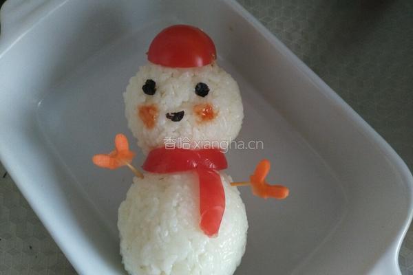 圣诞雪人饭团的做法图解14