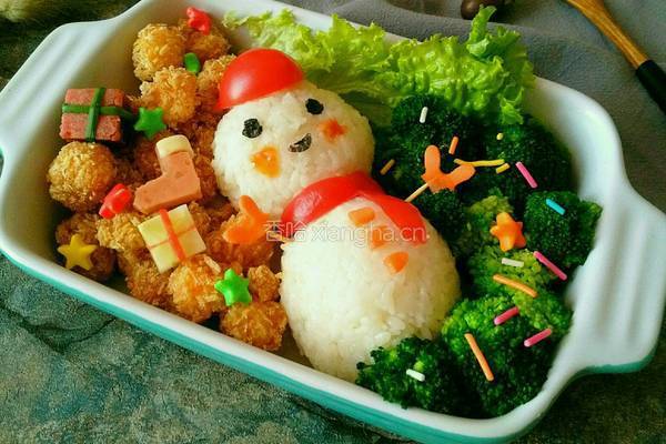 圣诞雪人饭团的做法图解17
