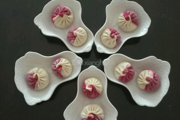 菠萝馅双色蒸包的做法图解7