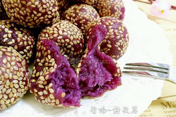 奶香紫薯麻圆的做法图解1