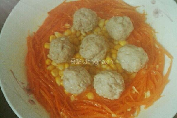 胡萝卜丝蒸肉丸的做法图解6
