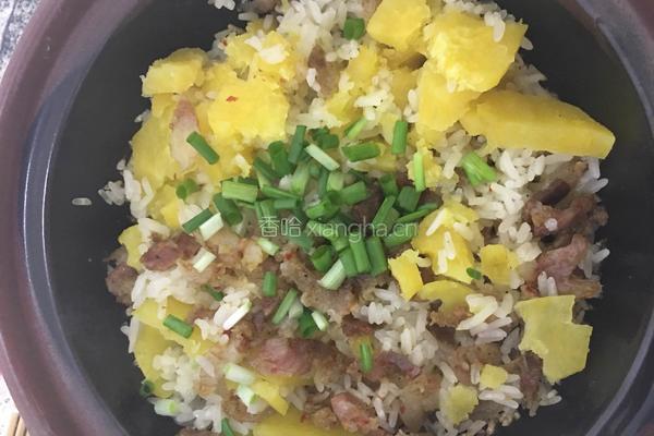 红薯腊肠煲仔饭的做法图解5