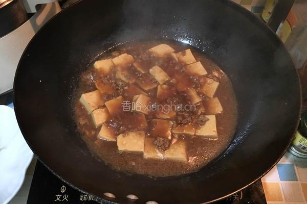 黄豆酱肉末烧豆腐的做法图解7