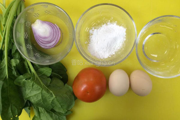 菠菜番茄煎蛋饼的做法图解1