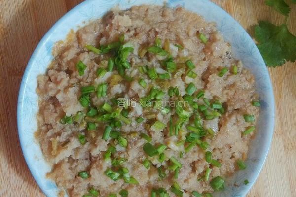 马蹄肉末拌白粥的做法图解2