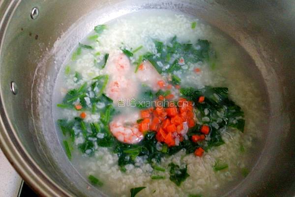 菠菜虾仁粥的做法图解5