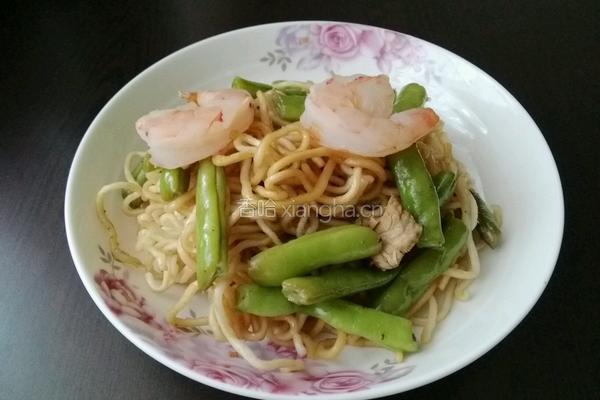 扁豆虾仁炒面的做法图解10