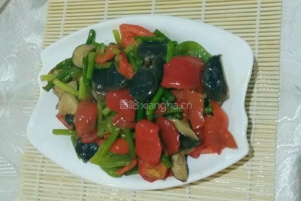 微辣红椒香菇蒜苔