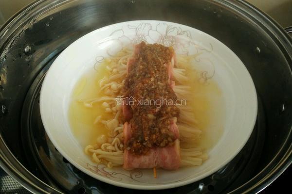 蒜蓉金针菇培根卷的做法图解10