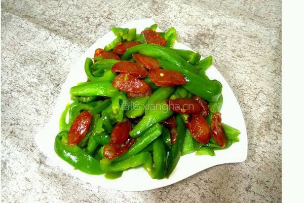 青椒炒腊肠的做法图解6