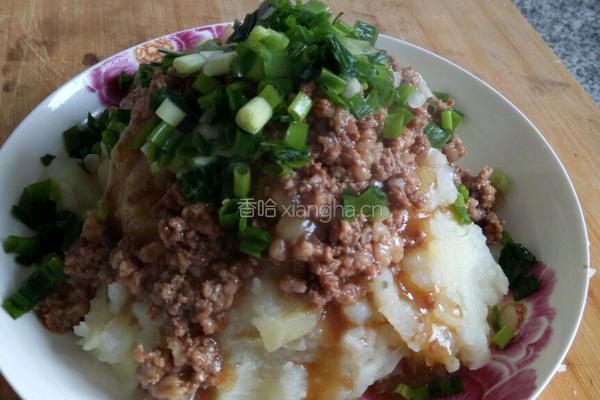香葱肉末土豆泥