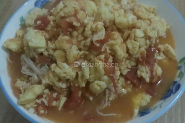 番茄金针菇炒鸡蛋的做法图解5