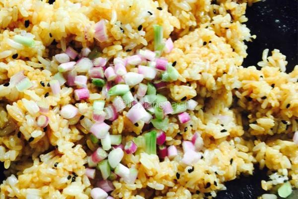 黑芝麻酱油炒饭的做法图解7
