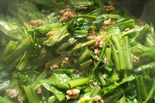 肉沫蒜蓉油麦菜的做法图解5